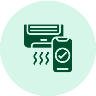 Mobile-controlled air conditioner icon illustration.