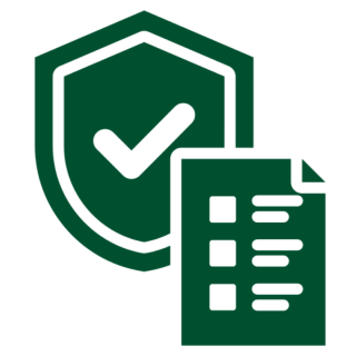 Shield with checkmark and document icon.
