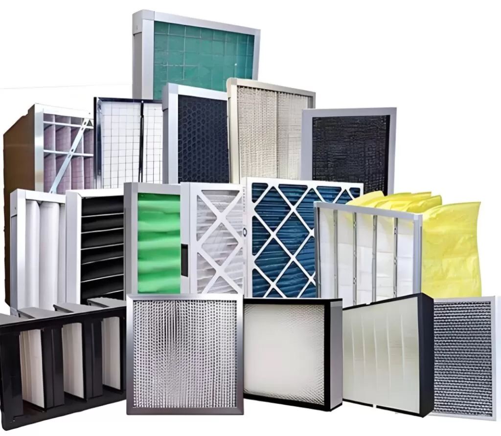 Various air filters of different sizes and designs.